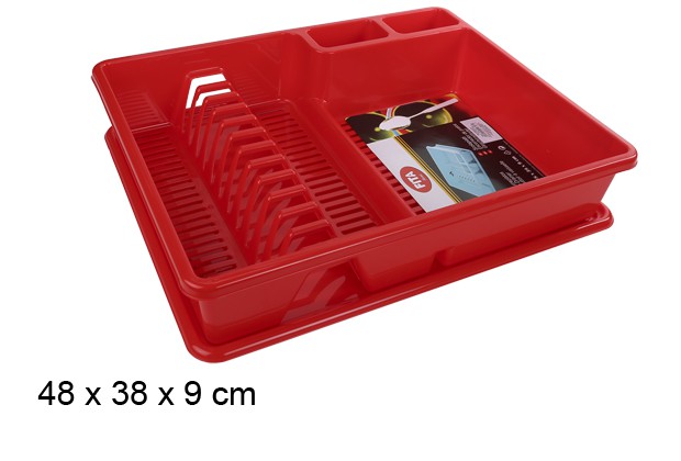 Escurreplatos plástico rojo 48x38 cm