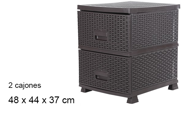 Cômoda de plástico rattan 2 gavetas wengue