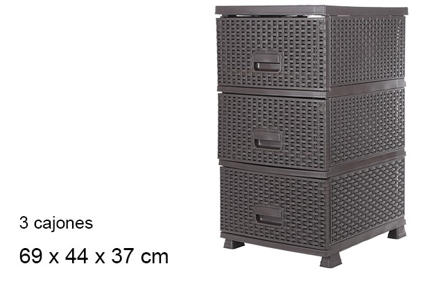 Cajonera plástico ratan 3 cajones wengué