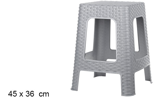Tabouret en plastique rotin gris 45x36 cm