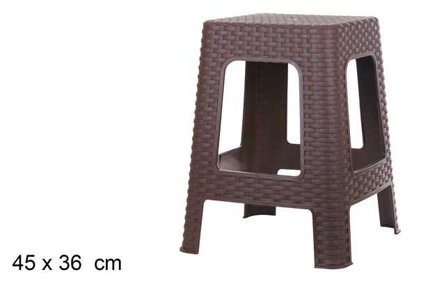 Tabouret en plastique rotin wengué 45x36 cm
