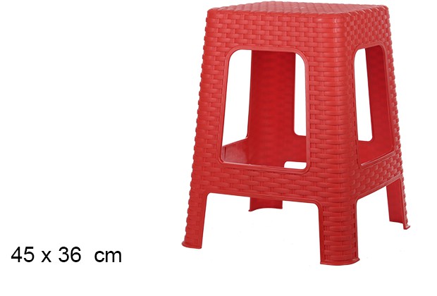 Red rattan plastic stool 45x36 cm