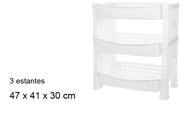 Verdulero ratan 3 estantes blanco