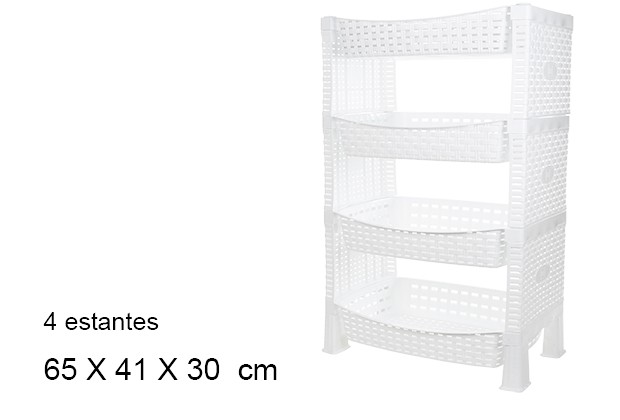Verdulero ratan 4 estantes blanco
