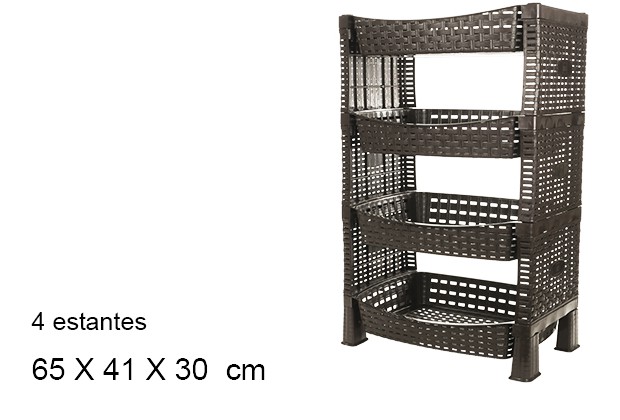 Fruttivendolo in rattan a 4 ripiani in wengué