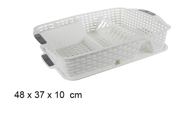 Escurreplatos ratan blanco 48x37 cm 