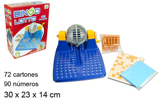 Bingo lotto con 90 números y 72 cartones