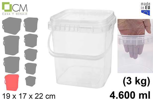 [102745] Recipiente plástico multiuso quadrado 4.600 ml (3 kg)