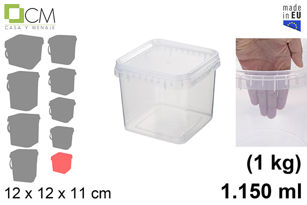 [102746] Contenitore multiuso in plastica quadrato 1.150 ml (1 kg)