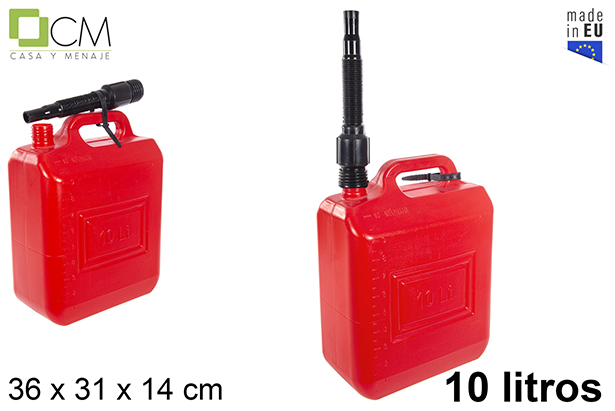 [102749] Bidon polyvalent rouge avec bouchon et tuyau 10 l.