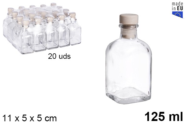 Botella cristal frasca tapón plástico 125 ml 