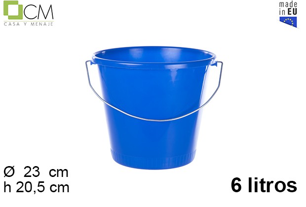 Balde PP azul com alça de ferro 6 l.