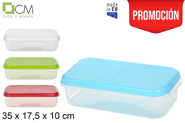 Fiambrera rectangular grande con tapa colores surtidos