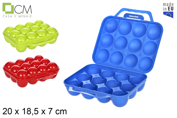 Coquetier en plastique 12 oeufs avec anses couleurs assorties