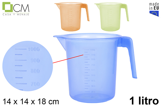 [102955] Plastic jug for microwave assorted colors 1 l.