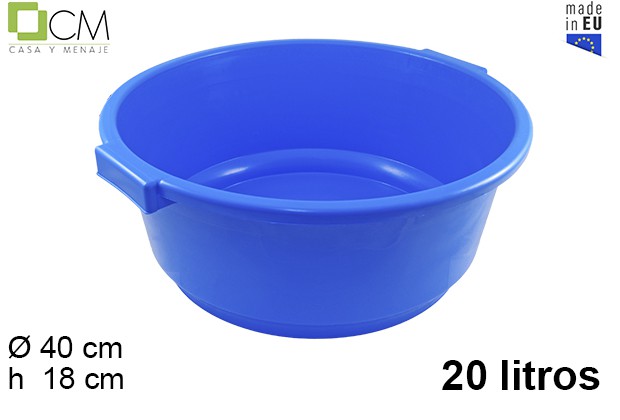 Bacinella in plastica rotonda blue con manico 20 l.