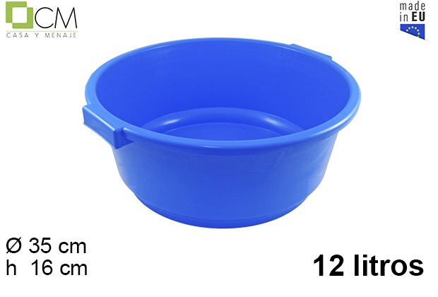 [103024] Round blue plastic basin with handle 12 l.