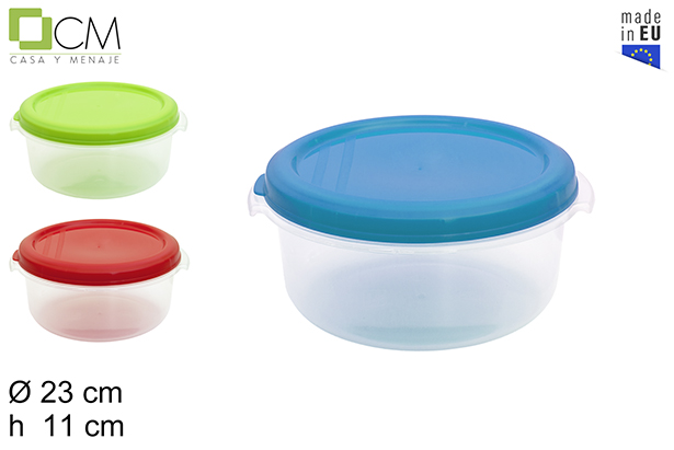 Large round lunch box with lid assorted colors