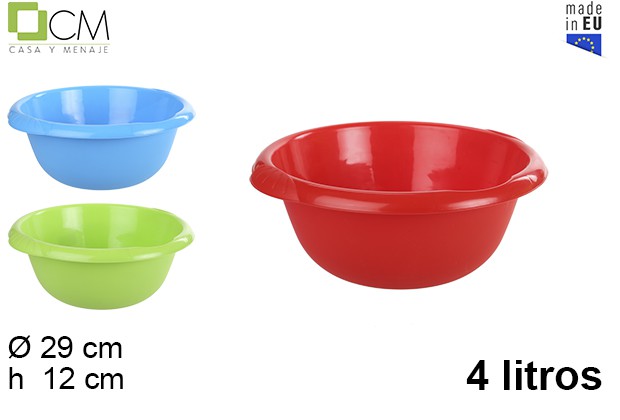 [103103] Bassine rond en plastique couleurs assorties 4 l.