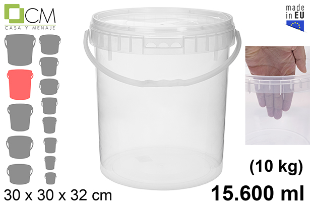 [103113] Recipiente plástico multiuso quadrado 15.600 ml (10 kg)