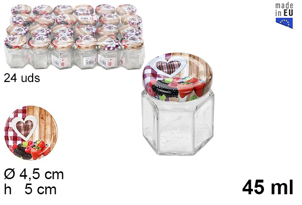 Bote cristal hexagonal tapa frutas 45 ml