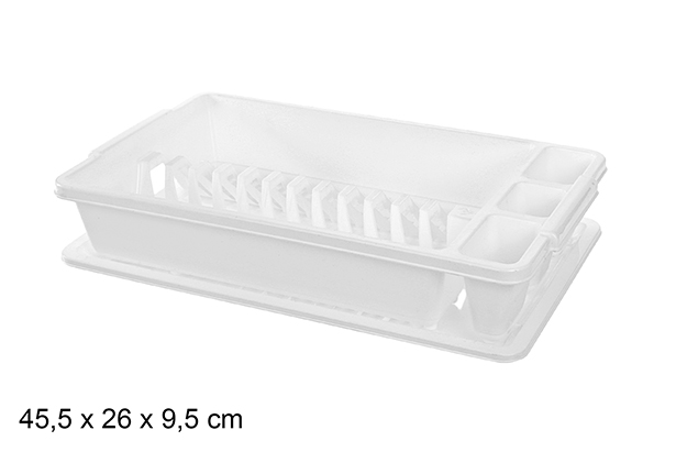 Égouttoir en plastique avec plateau blanc