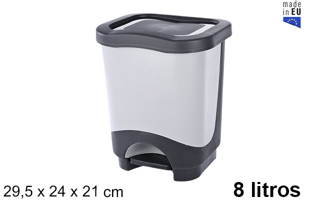 Papelera plástico con tapa gris claro 8 l.