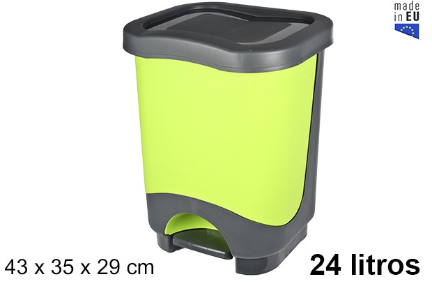 Papelera plástico con tapa verde 24 l.
