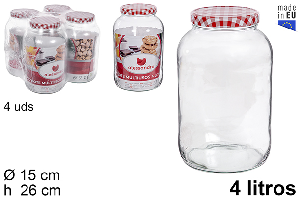 Round glass jar with vichy lid 4 l.