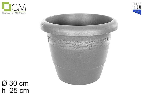 Maceta plástico Elsa gris 30 cm