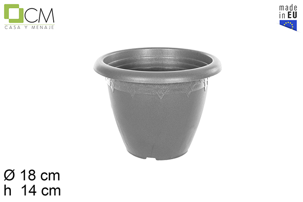 Vaso de plástico Elsa em cinza 20 cm