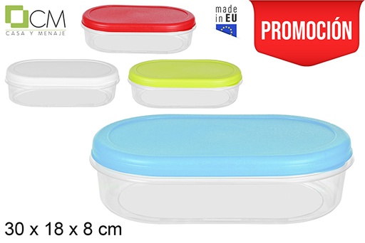 [105402] Lancheira oval com tampa cores sortidas 30x18 cm