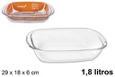 Fuente cristal rectangular pequeña 1,8 l.