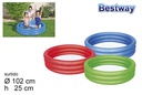 3 ring inflatable pool assorted colors bag bw 102 cm