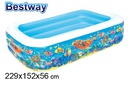 Piscina hinchable 3 anillos decorada caja bw 229x152 cm