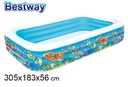 Piscina hinchable 3 anillos decorada caja 305x183 cm