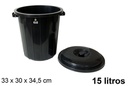 Cubo plástico basura negro 15 l.