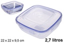 Airtight squared container 2,7 l .