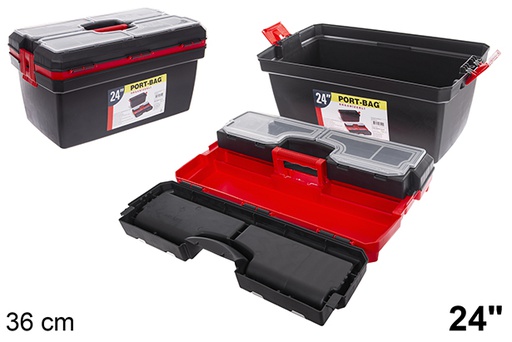 [200501] Boîte à outils en plastique avec plateau 36 cm 24"