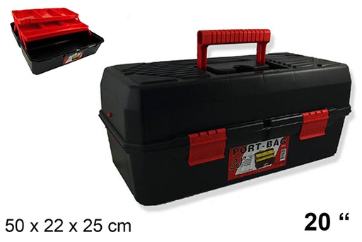 [200612] PLASTIC TOOL BOX WITH 2 TRAYS