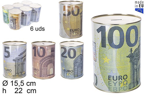[200713] Euro metal piggy bank 15x22 cm