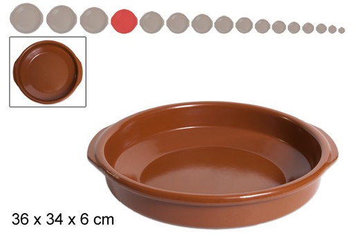 [200758] Clay saucepan with handles 34 cm