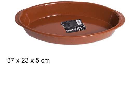 [200760] Oval clay tray 37x23 cm