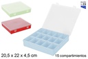 Caja plástico herramientas 15 compartimentos colores surtidos