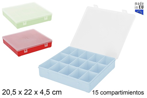 [200810] Boîte à outils en plastique 15 compartiments couleurs assorties