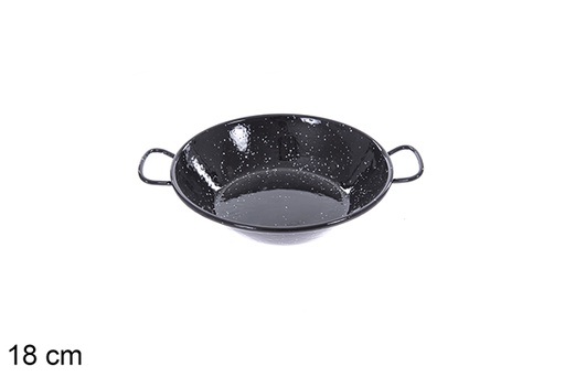 [201304] Deep enamel frying pan with handles 18 cm