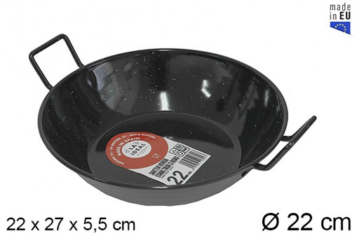 [201306] Deep enamel frying pan with handles 22 cm