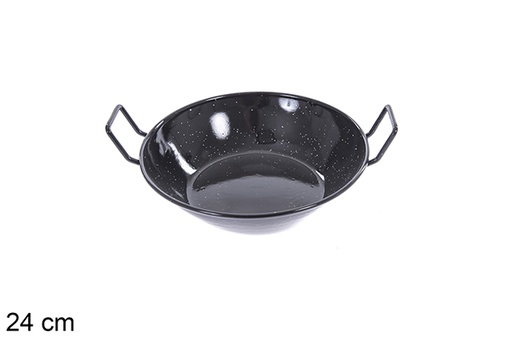 [201307] Deep enamel frying pan with handles 24 cm