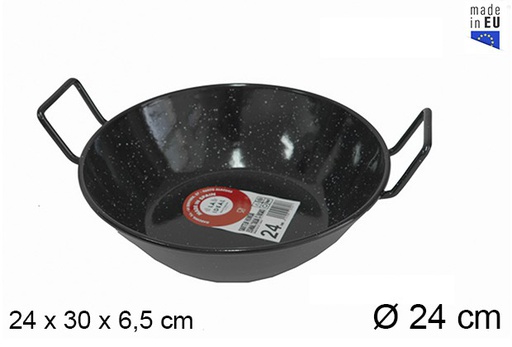 [201307] Poêle à frire profonde en émail avec poignées 24 cm