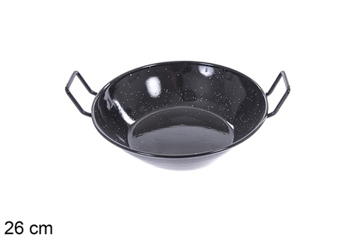 [201308] Deep enamel frying pan with handles 26 cm
